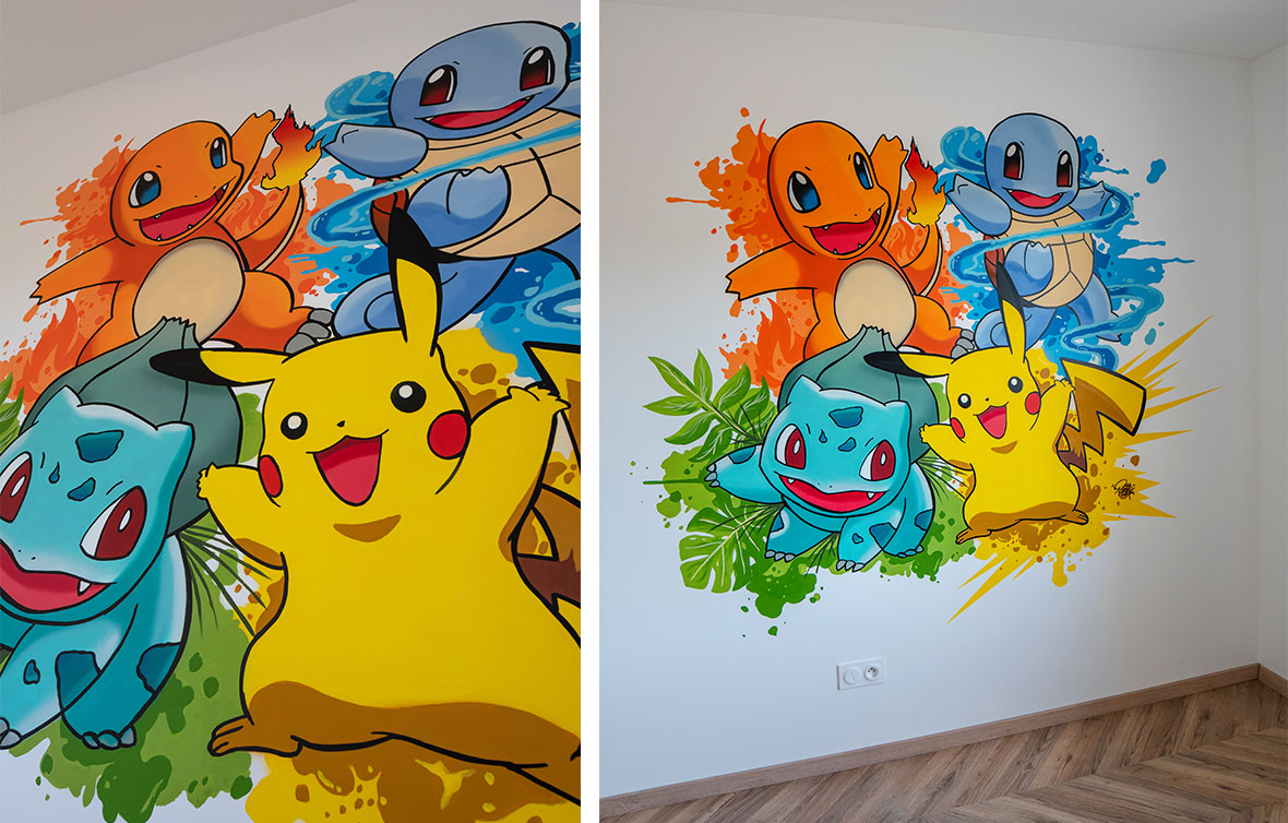 Décoration graffiti pokemon pour ce nouveau bureau
